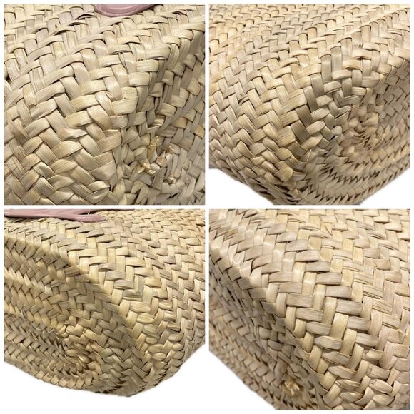 Auth CELINE Teen Triomphe Pannier - Beige Pink Beige Raffia Calf Skin Tote Bag - Picture 16 of 16